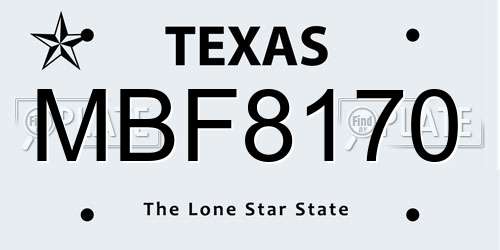 MBF8170 Texas License Plate