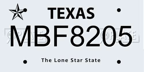 MBF8205 Texas License Plate