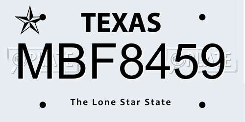 MBF8459 Texas License Plate