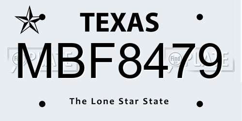 MBF8479 Texas License Plate