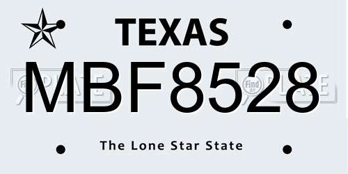 MBF8528 Texas License Plate