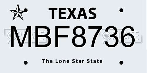 MBF8736 Texas License Plate