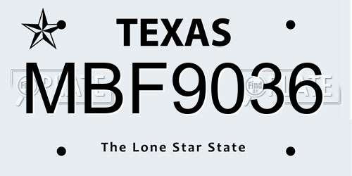 MBF9036 Texas License Plate