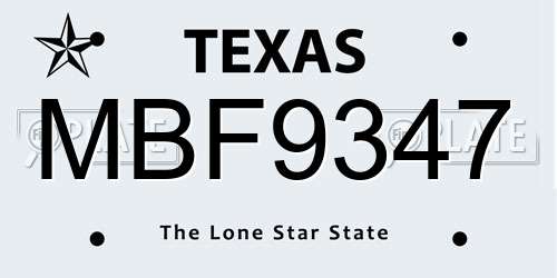 MBF9347 Texas License Plate