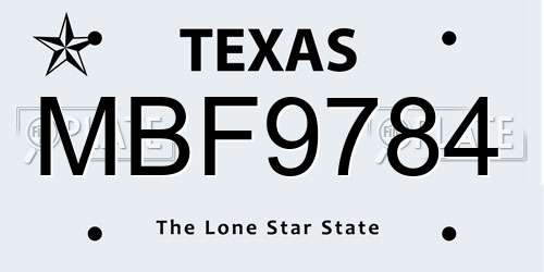 MBF9784 Texas License Plate