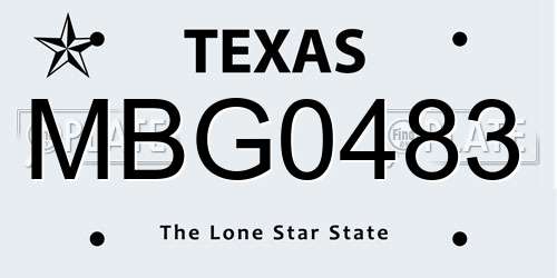 MBG0483 Texas License Plate