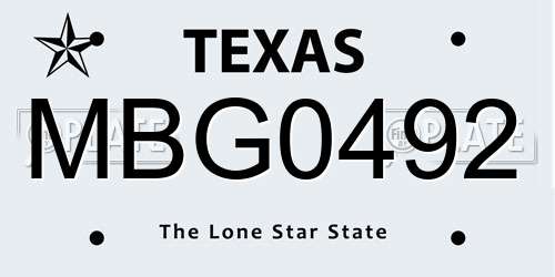MBG0492 Texas License Plate