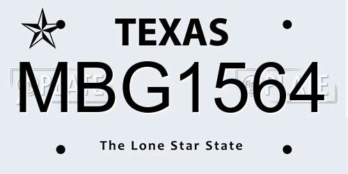 MBG1564 Texas License Plate