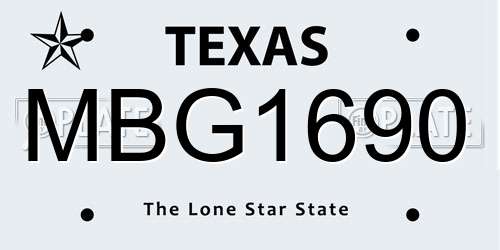 MBG1690 Texas License Plate