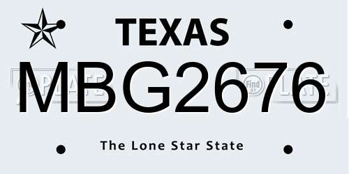 MBG2676 Texas License Plate