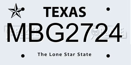MBG2724 Texas License Plate