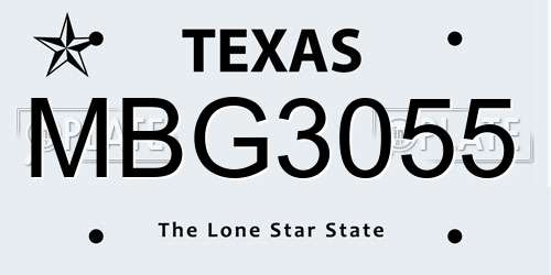 MBG3055 Texas License Plate