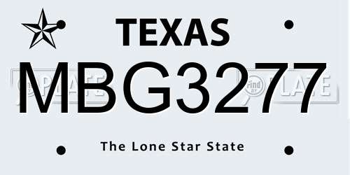 MBG3277 Texas License Plate
