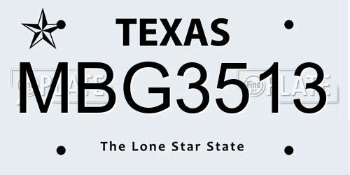 MBG3513 Texas License Plate
