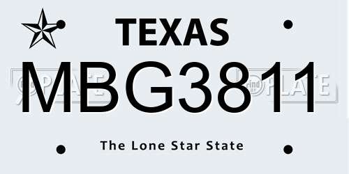 MBG3811 Texas License Plate