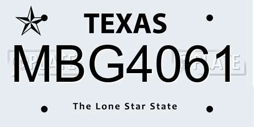 MBG4061 Texas License Plate