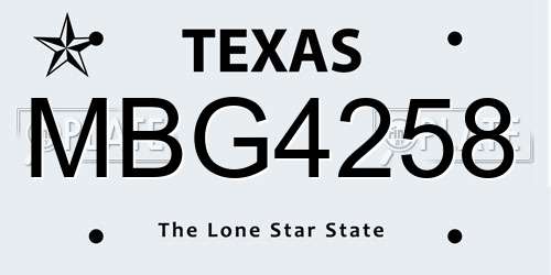 MBG4258 Texas License Plate