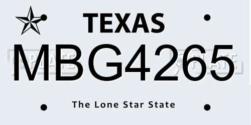 MBG4265 Texas License Plate