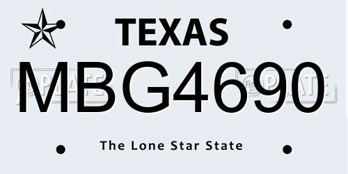 MBG4690 Texas License Plate