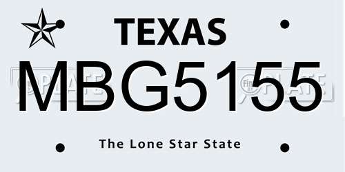 MBG5155 Texas License Plate