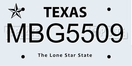 MBG5509 Texas License Plate