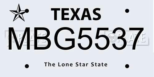 MBG5537 Texas License Plate