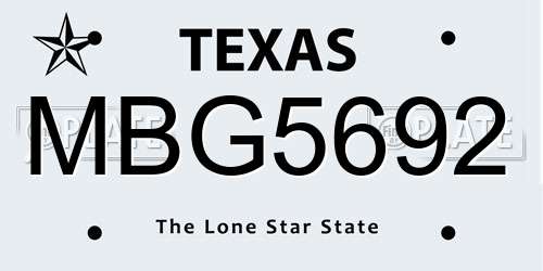 MBG5692 Texas License Plate