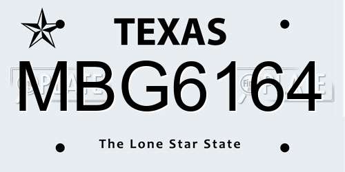 MBG6164 Texas License Plate