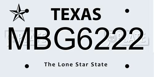 MBG6222 Texas License Plate