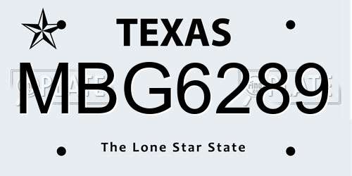 MBG6289 Texas License Plate