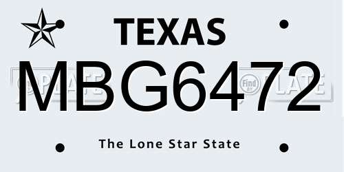 MBG6472 Texas License Plate