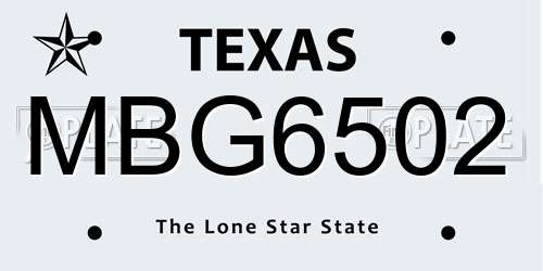 MBG6502 Texas License Plate