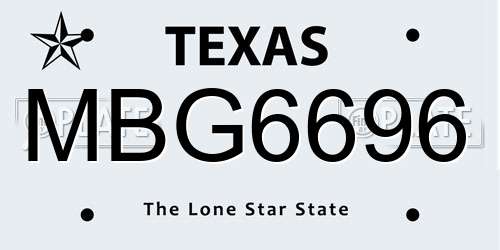 MBG6696 Texas License Plate