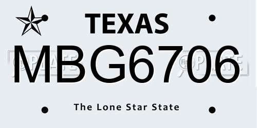 MBG6706 Texas License Plate