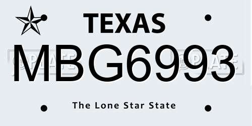MBG6993 Texas License Plate