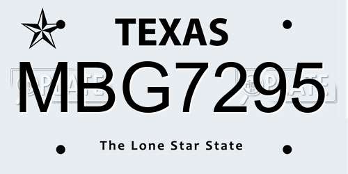 MBG7295 Texas License Plate
