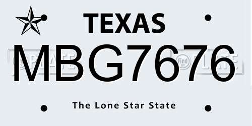 MBG7676 Texas License Plate