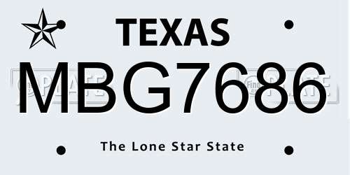 MBG7686 Texas License Plate