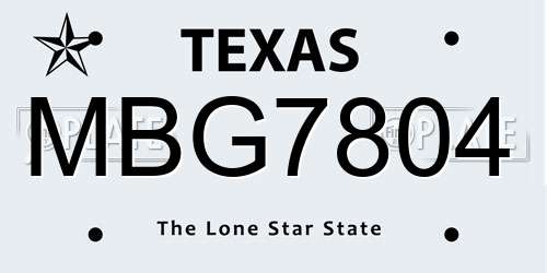 MBG7804 Texas License Plate
