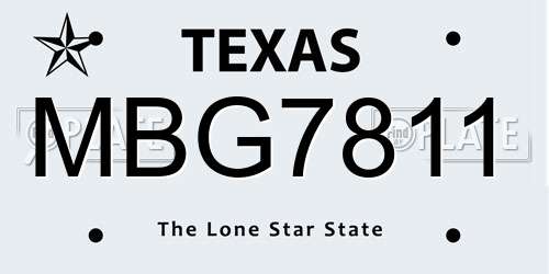 MBG7811 Texas License Plate
