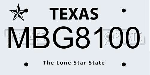 MBG8100 Texas License Plate