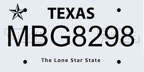 MBG8298 Texas License Plate
