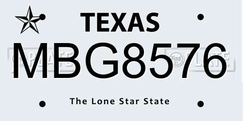 MBG8576 Texas License Plate