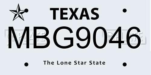MBG9046 Texas License Plate