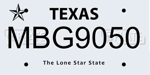 MBG9050 Texas License Plate
