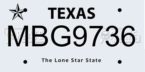 MBG9736 Texas License Plate