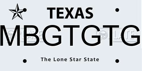 MBGTGTG Texas License Plate