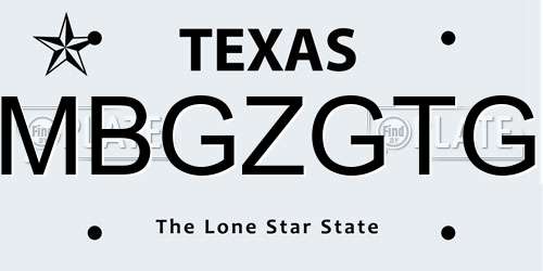 MBGZGTG Texas License Plate