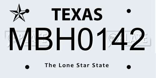 MBH0142 Texas License Plate