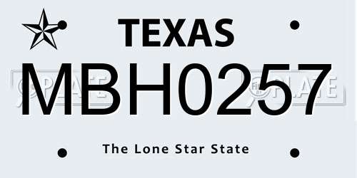 MBH0257 Texas License Plate